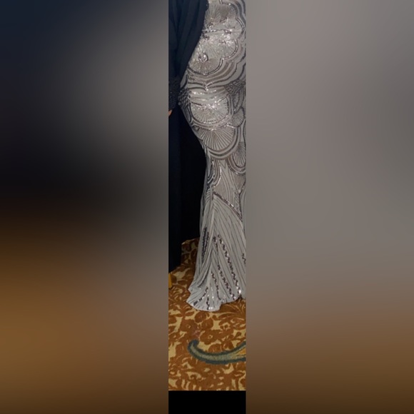 Gray/silver maxi sequin dress worn once size large. - Picture 4 of 4